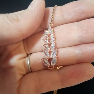 Cubic zirconia leaf adjustable bracelet